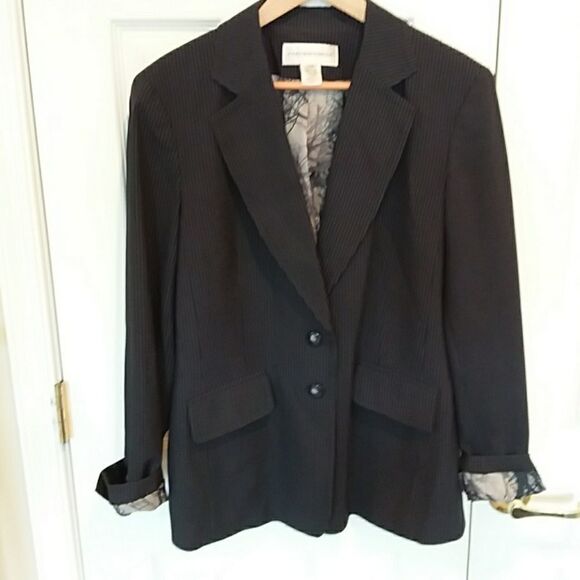 Jones New York Dark Gray Pinstriped Blazer Sz 14 - Picture 2 of 5